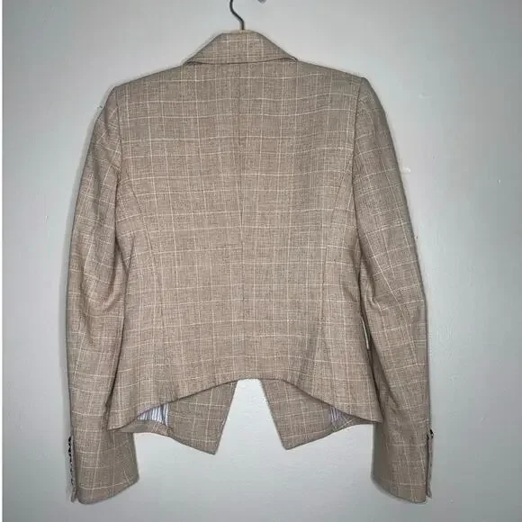 Veronica Beard Diego Dickey Jacket/Blazer Muted Plaid Tan/Cream Size US 0 - Picture 9 of 10